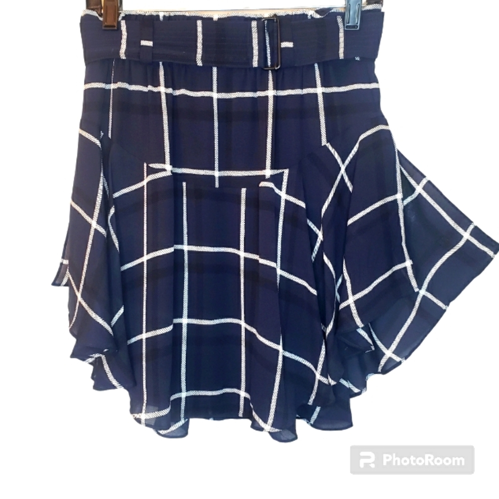 Luxury ALC Skirt Plaid Navy Black White Mini NEW ๐ Ret $395- - Picture 1 of 13